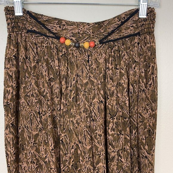 Vintage Carole Little Womens 14 Pants Pull On Rayon 80s Brown Beaded Boho Hippie - Picture 5 of 16